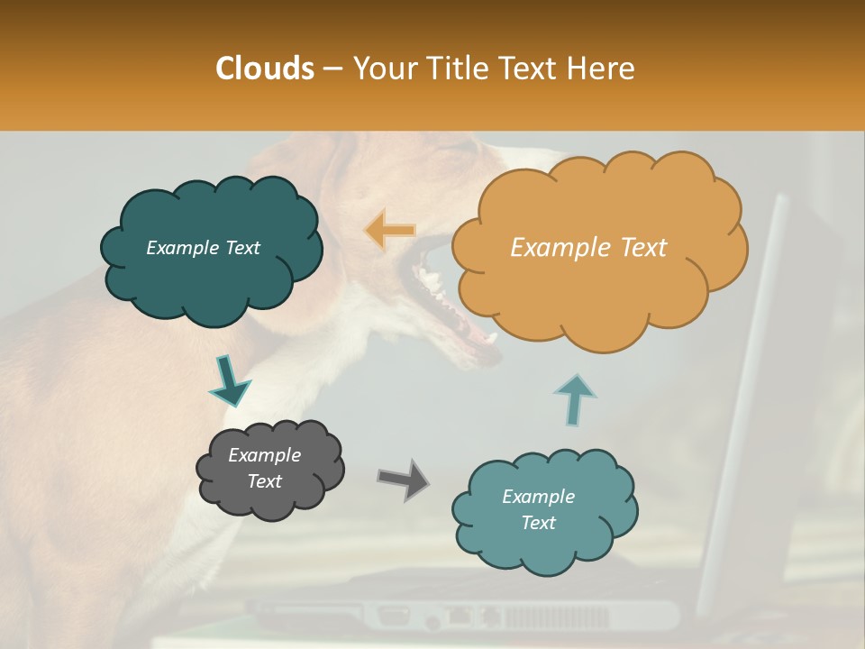 A Dog Sitting In Front Of A Laptop Computer PowerPoint Template