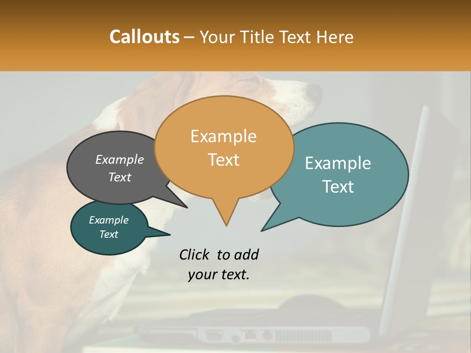 A Dog Sitting In Front Of A Laptop Computer PowerPoint Template