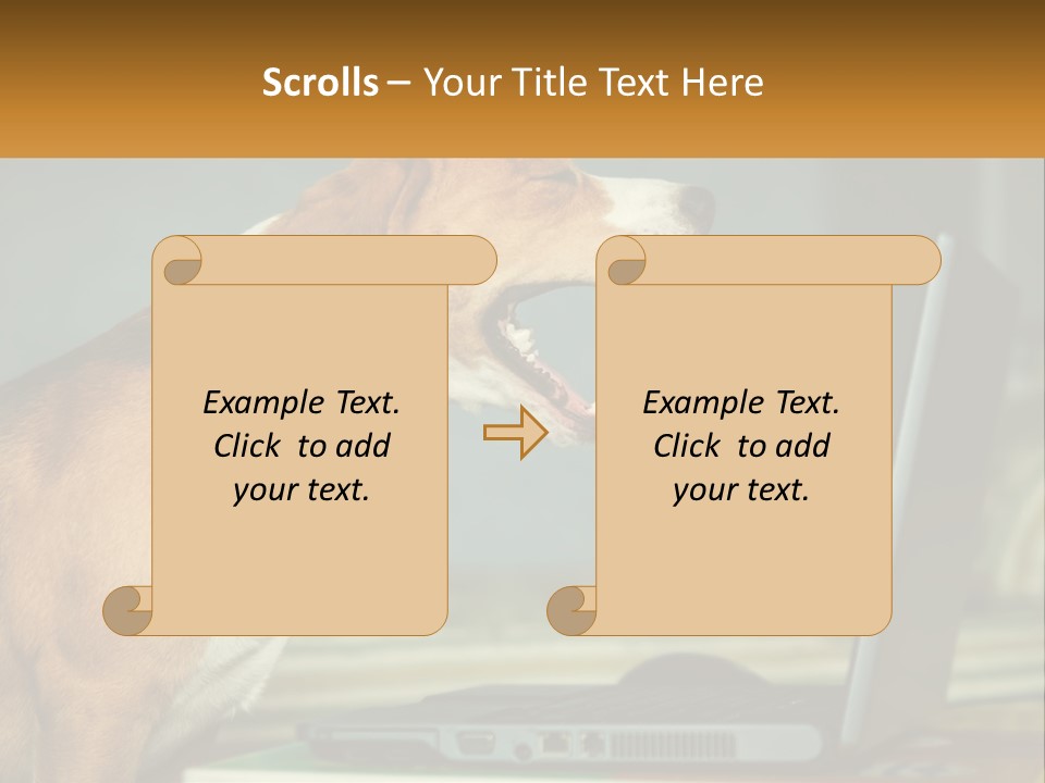 A Dog Sitting In Front Of A Laptop Computer PowerPoint Template