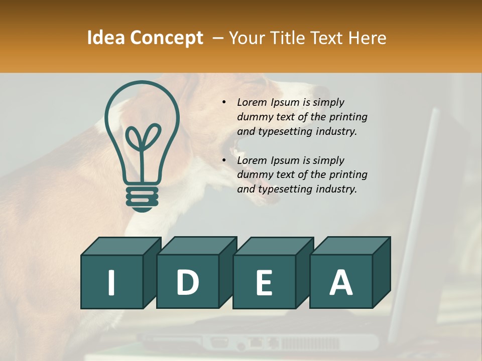 A Dog Sitting In Front Of A Laptop Computer PowerPoint Template