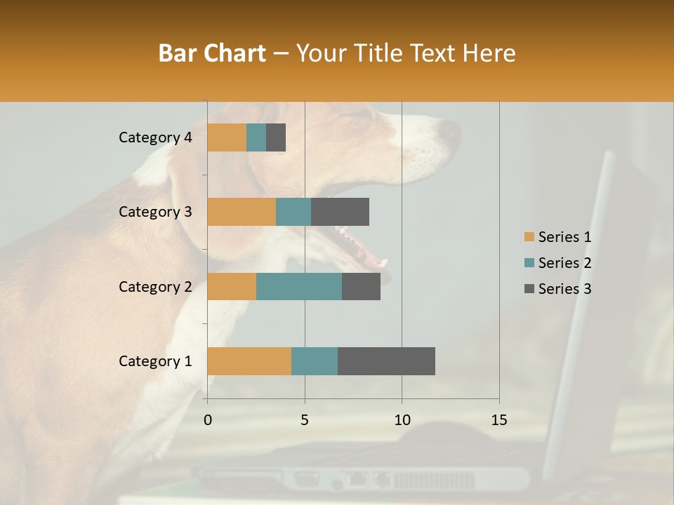 A Dog Sitting In Front Of A Laptop Computer PowerPoint Template
