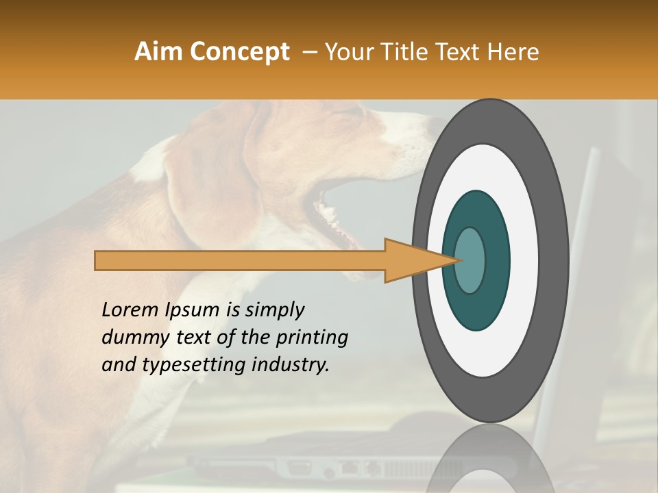 A Dog Sitting In Front Of A Laptop Computer PowerPoint Template