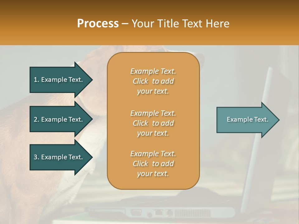A Dog Sitting In Front Of A Laptop Computer PowerPoint Template
