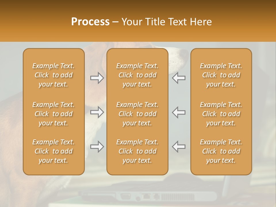 A Dog Sitting In Front Of A Laptop Computer PowerPoint Template