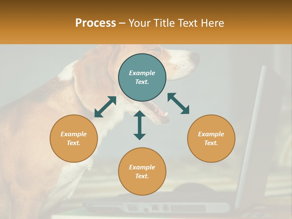 A Dog Sitting In Front Of A Laptop Computer PowerPoint Template
