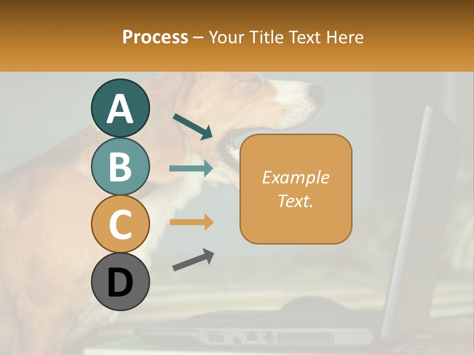A Dog Sitting In Front Of A Laptop Computer PowerPoint Template