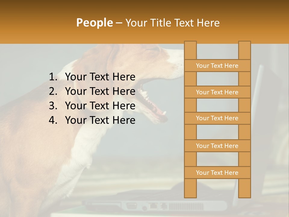 A Dog Sitting In Front Of A Laptop Computer PowerPoint Template