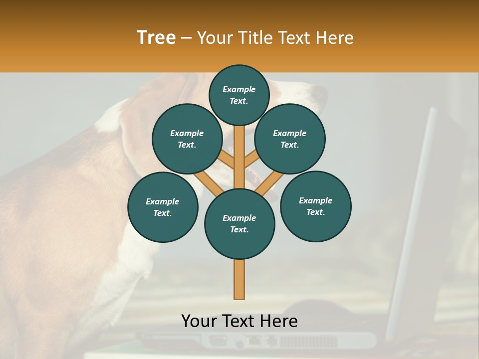 A Dog Sitting In Front Of A Laptop Computer PowerPoint Template