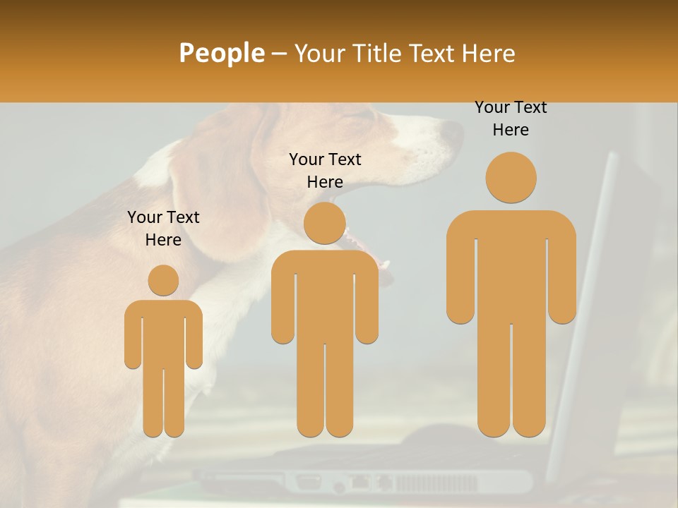 A Dog Sitting In Front Of A Laptop Computer PowerPoint Template