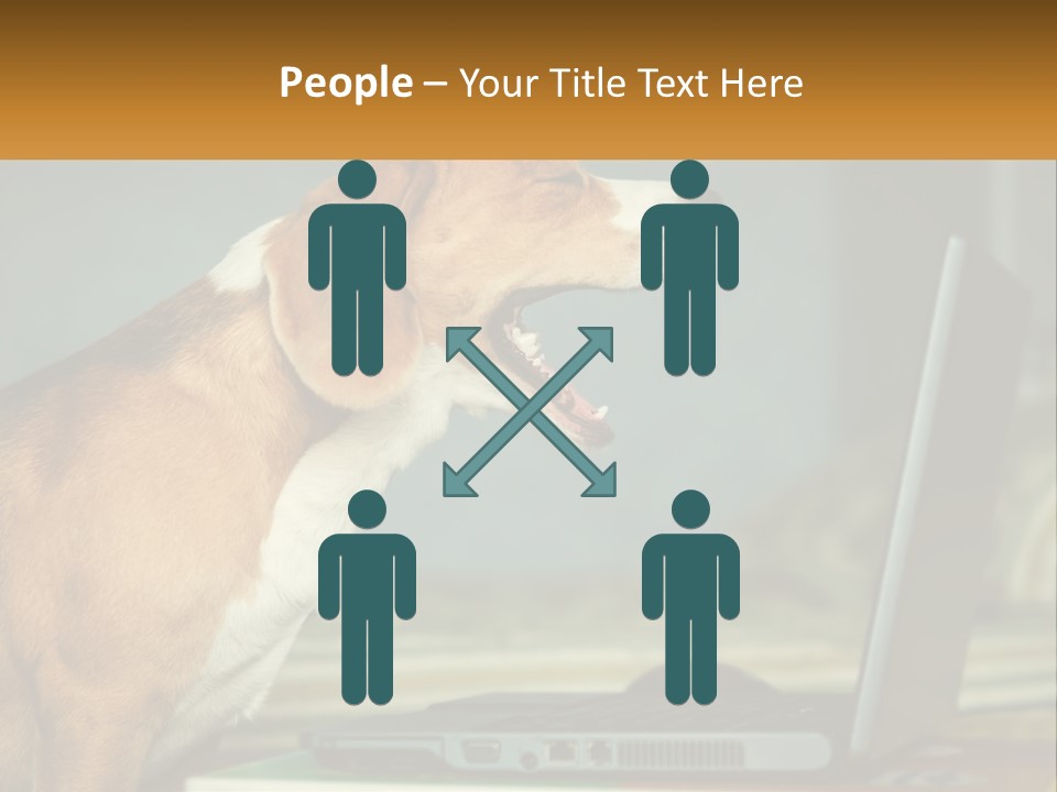 A Dog Sitting In Front Of A Laptop Computer PowerPoint Template