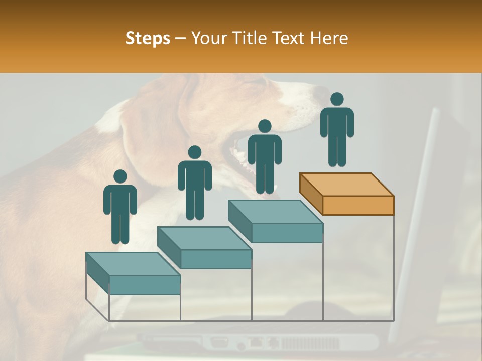 A Dog Sitting In Front Of A Laptop Computer PowerPoint Template