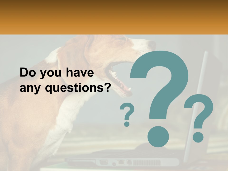 A Dog Sitting In Front Of A Laptop Computer PowerPoint Template