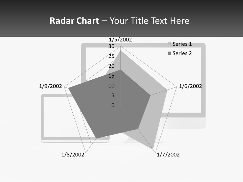 A Computer Monitor And A Laptop On A Table PowerPoint Template