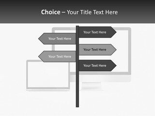 A Computer Monitor And A Laptop On A Table PowerPoint Template