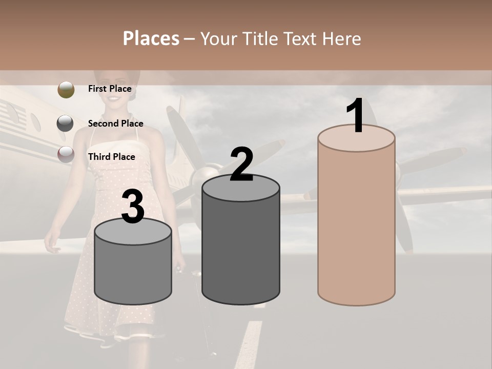 A Woman In A Dress Carrying A Suitcase And A Suitcase PowerPoint Template