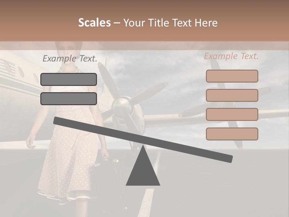 A Woman In A Dress Carrying A Suitcase And A Suitcase PowerPoint Template
