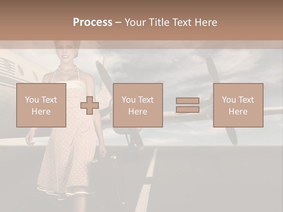 A Woman In A Dress Carrying A Suitcase And A Suitcase PowerPoint Template