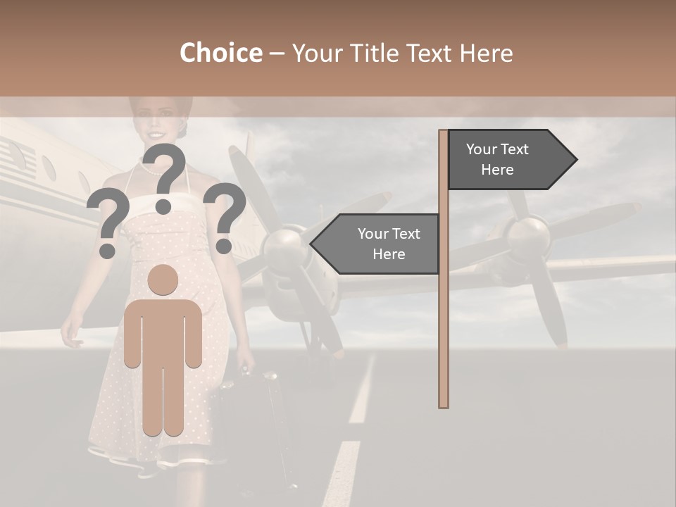 A Woman In A Dress Carrying A Suitcase And A Suitcase PowerPoint Template