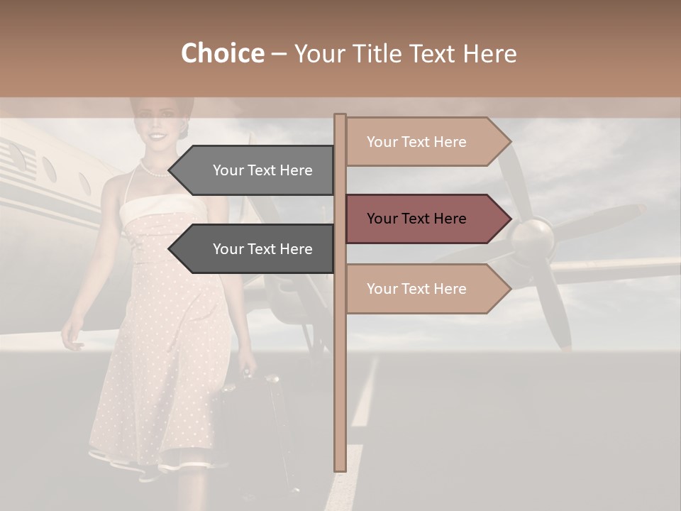 A Woman In A Dress Carrying A Suitcase And A Suitcase PowerPoint Template