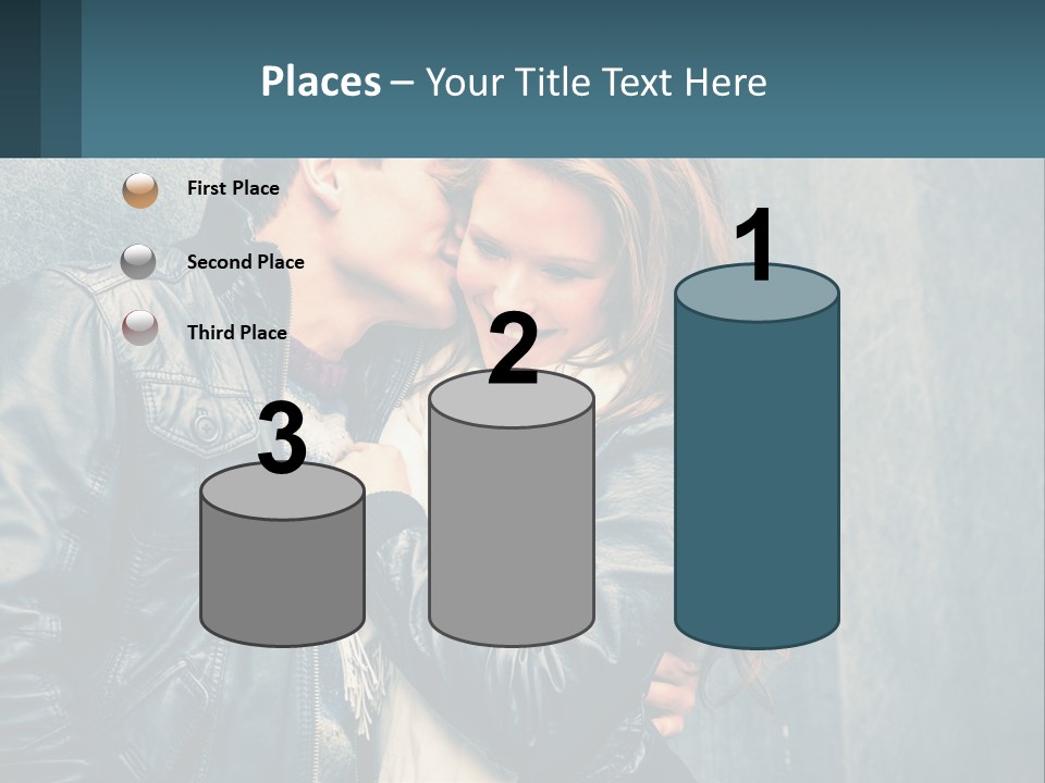 A Man And A Woman Kissing In Front Of A Wall PowerPoint Template