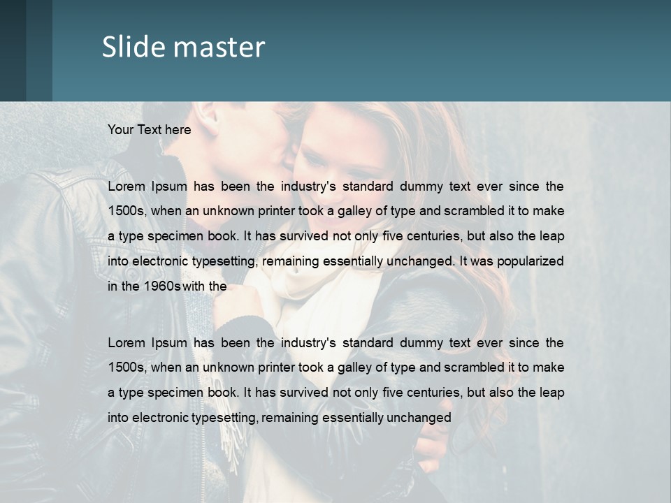 A Man And A Woman Kissing In Front Of A Wall PowerPoint Template