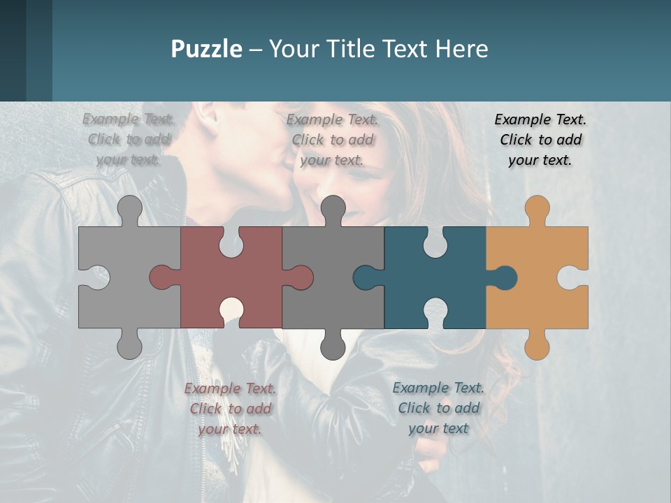 A Man And A Woman Kissing In Front Of A Wall PowerPoint Template