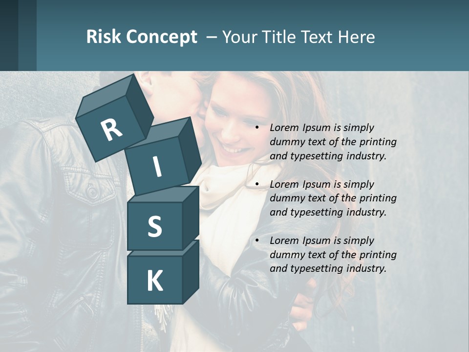 A Man And A Woman Kissing In Front Of A Wall PowerPoint Template