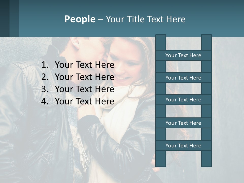 A Man And A Woman Kissing In Front Of A Wall PowerPoint Template