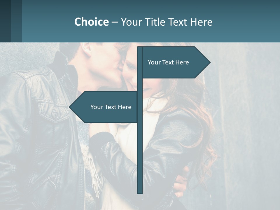 A Man And A Woman Kissing In Front Of A Wall PowerPoint Template