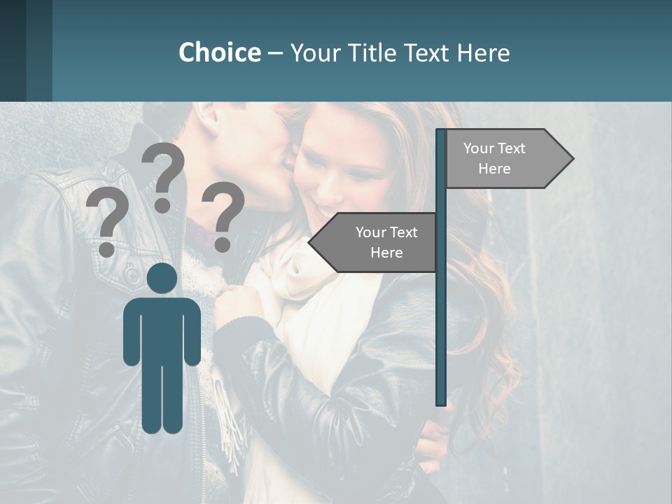 A Man And A Woman Kissing In Front Of A Wall PowerPoint Template