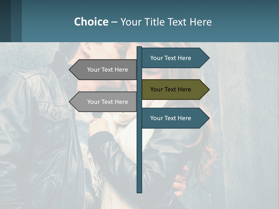 A Man And A Woman Kissing In Front Of A Wall PowerPoint Template