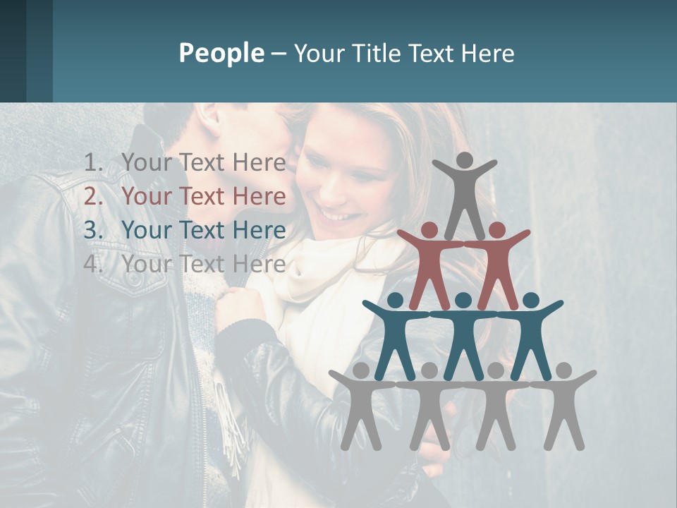 A Man And A Woman Kissing In Front Of A Wall PowerPoint Template