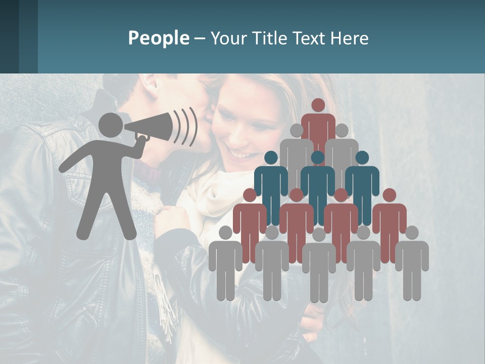 A Man And A Woman Kissing In Front Of A Wall PowerPoint Template