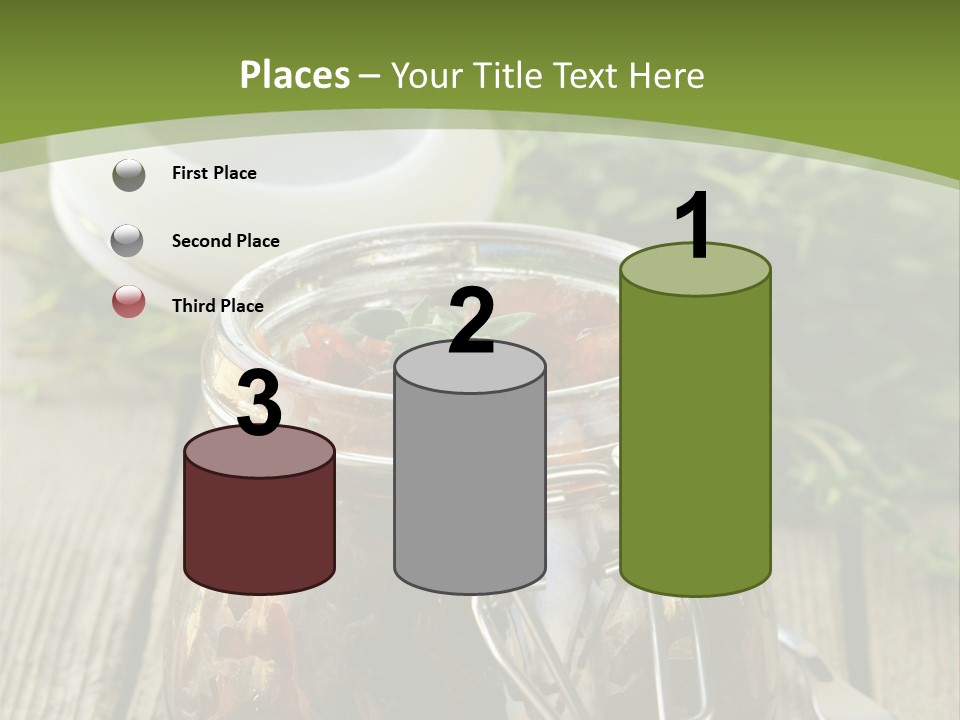 A Jar Filled With Food Sitting On Top Of A Wooden Table PowerPoint Template