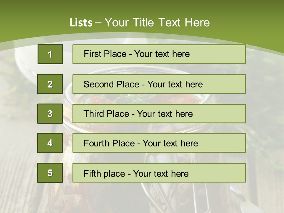 A Jar Filled With Food Sitting On Top Of A Wooden Table PowerPoint Template