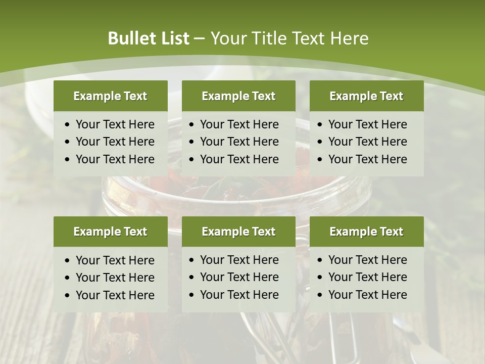 A Jar Filled With Food Sitting On Top Of A Wooden Table PowerPoint Template