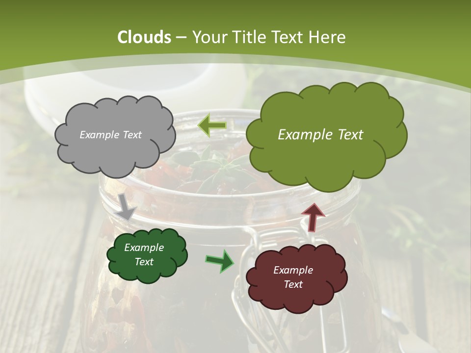 A Jar Filled With Food Sitting On Top Of A Wooden Table PowerPoint Template