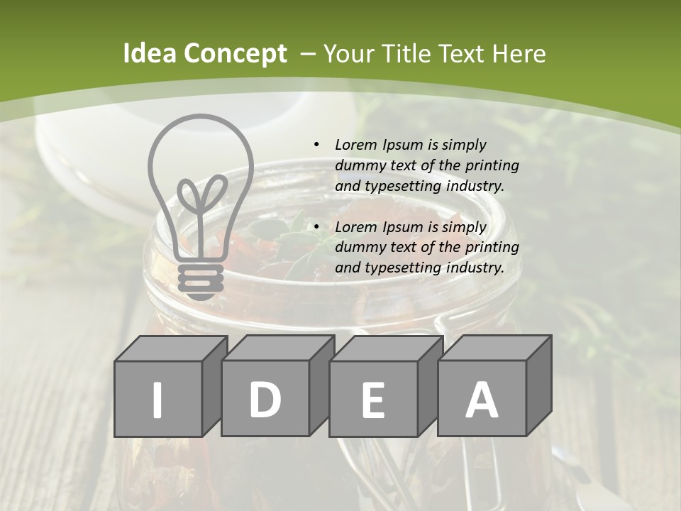 A Jar Filled With Food Sitting On Top Of A Wooden Table PowerPoint Template