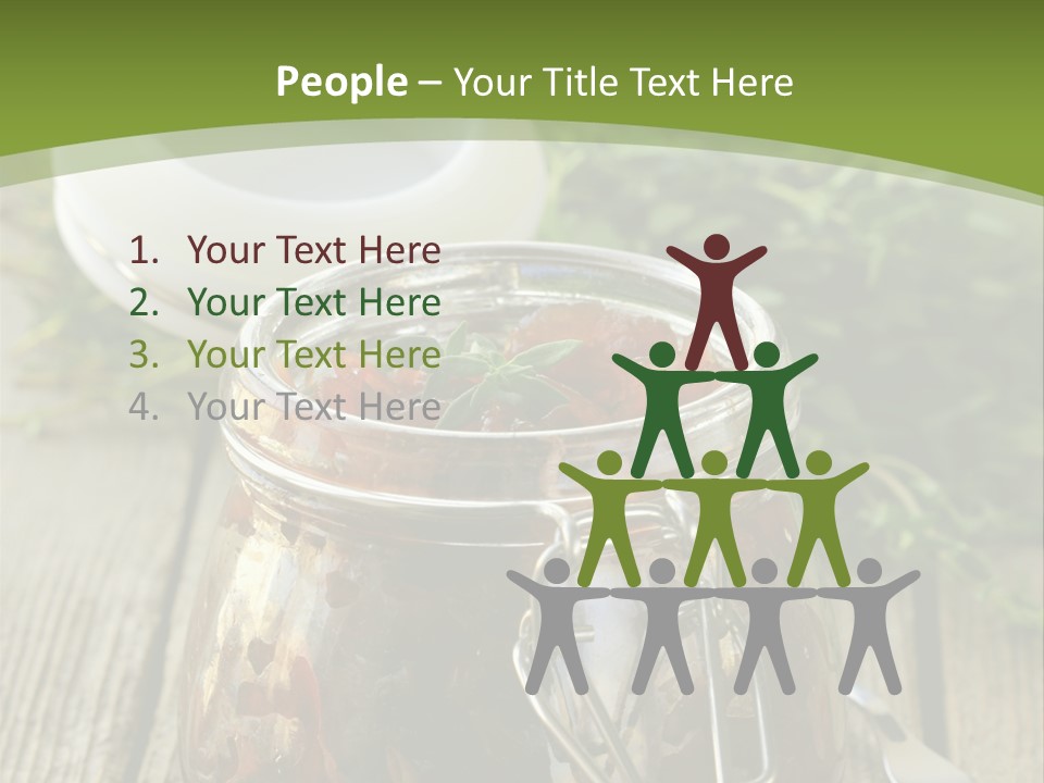 A Jar Filled With Food Sitting On Top Of A Wooden Table PowerPoint Template