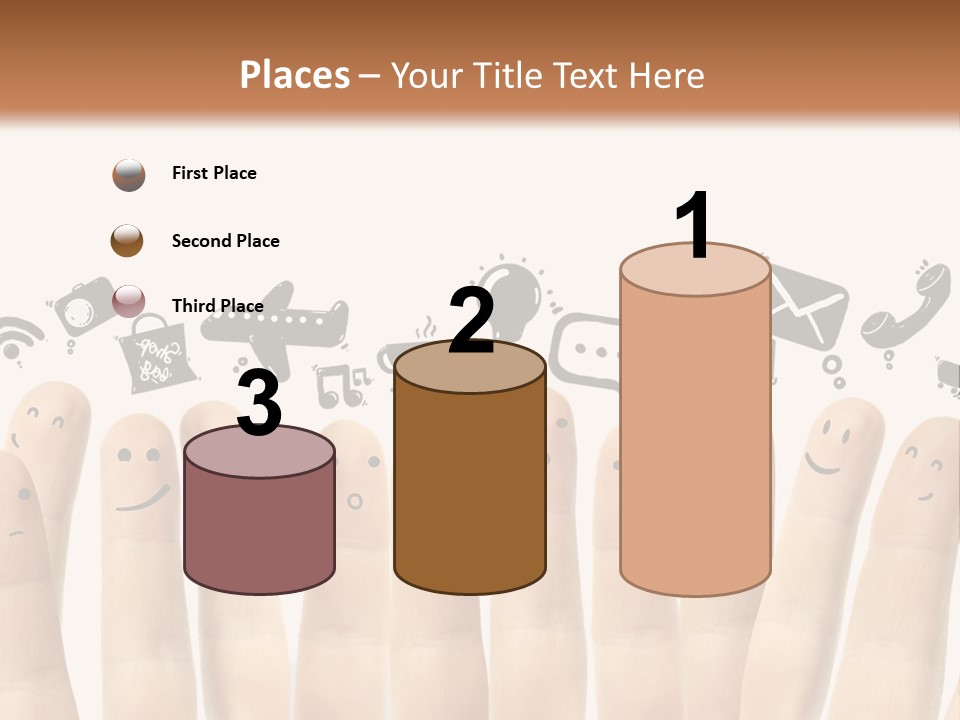 A Group Of Fingers With Faces Drawn On Them PowerPoint Template