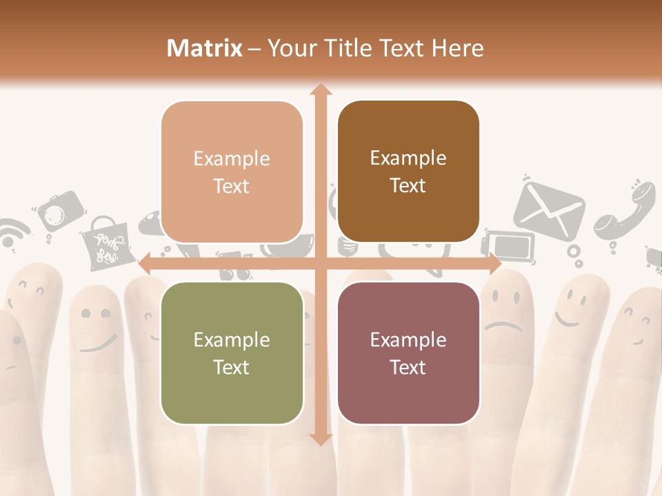 A Group Of Fingers With Faces Drawn On Them PowerPoint Template