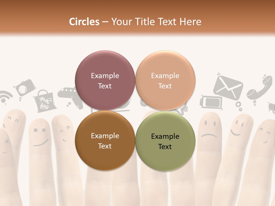 A Group Of Fingers With Faces Drawn On Them PowerPoint Template