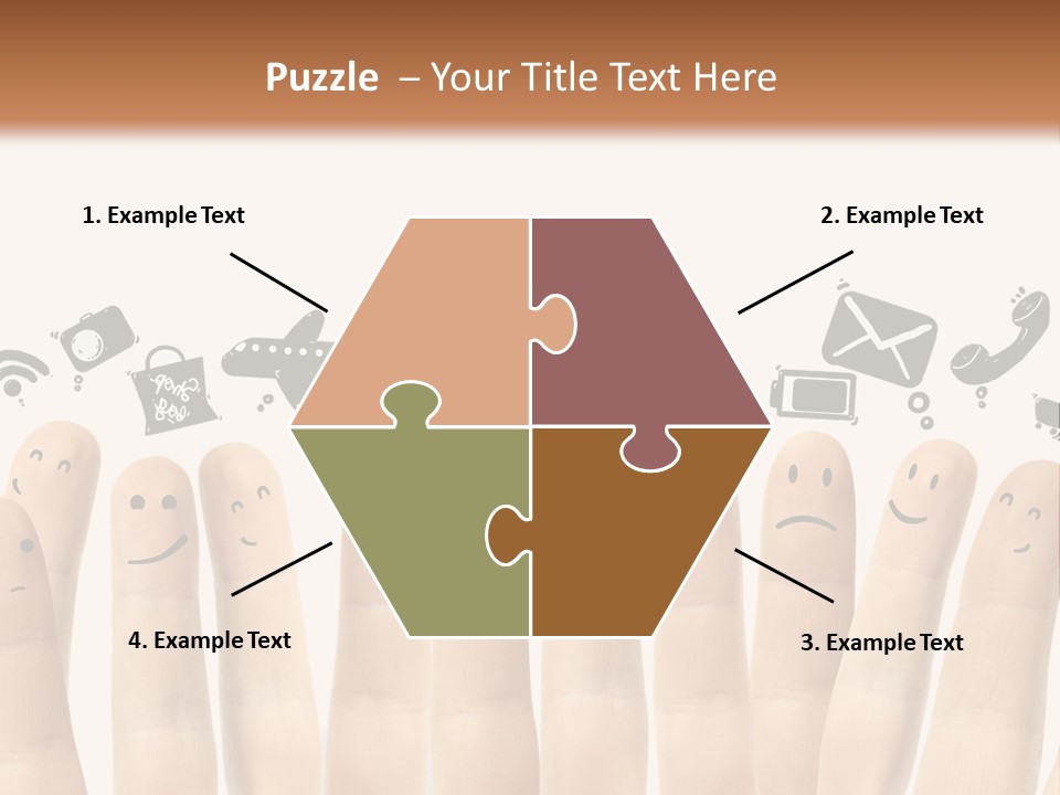 A Group Of Fingers With Faces Drawn On Them PowerPoint Template
