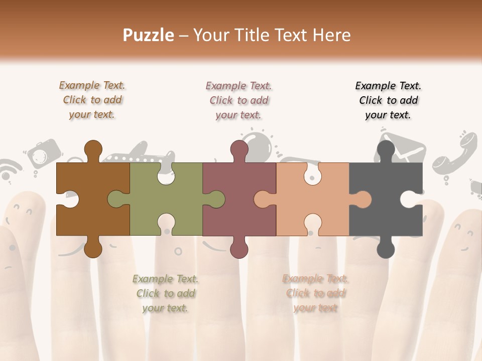 A Group Of Fingers With Faces Drawn On Them PowerPoint Template