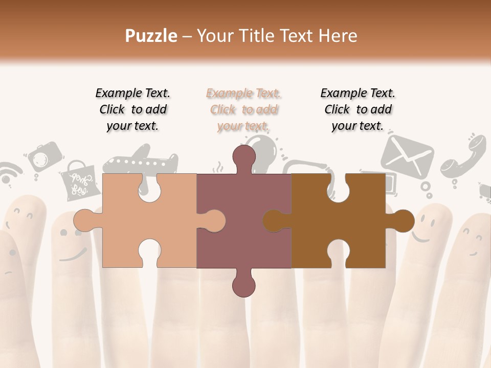 A Group Of Fingers With Faces Drawn On Them PowerPoint Template