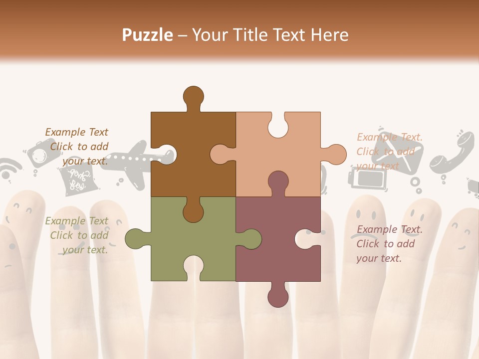 A Group Of Fingers With Faces Drawn On Them PowerPoint Template