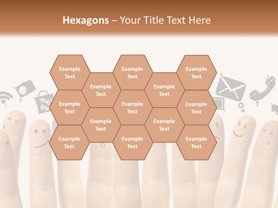 A Group Of Fingers With Faces Drawn On Them PowerPoint Template