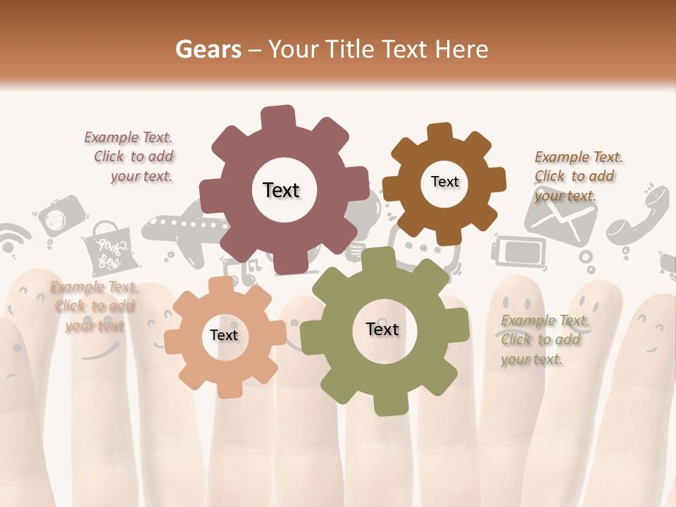 A Group Of Fingers With Faces Drawn On Them PowerPoint Template