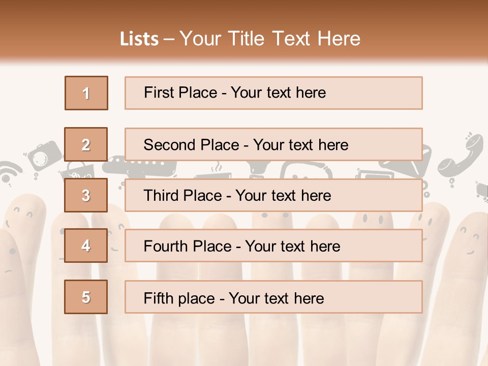 A Group Of Fingers With Faces Drawn On Them PowerPoint Template