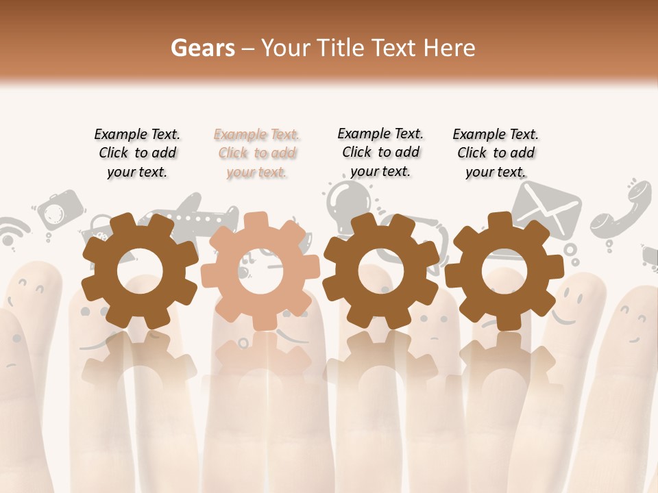 A Group Of Fingers With Faces Drawn On Them PowerPoint Template